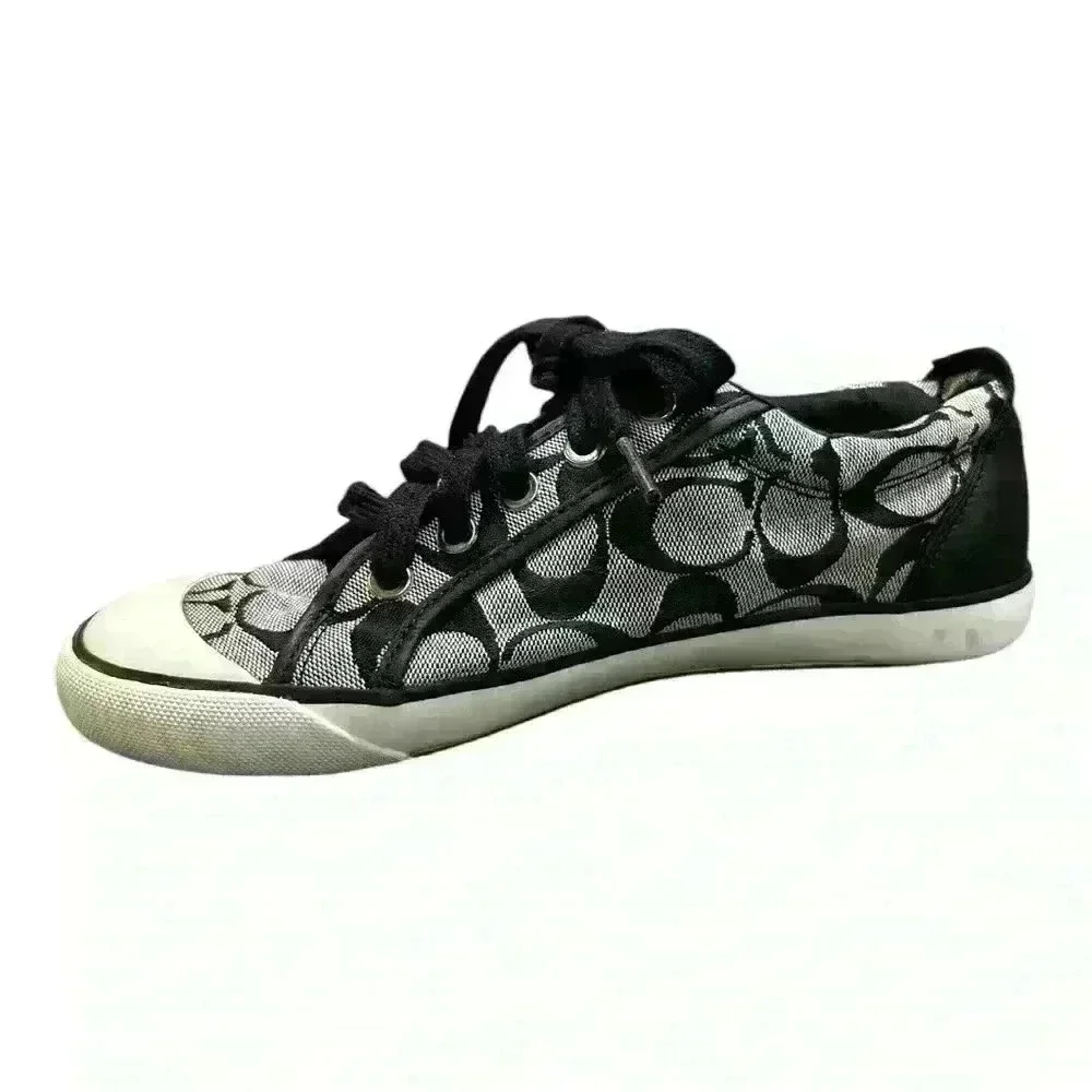 COACH Barrett II Monogram Signature C Black Gray Sneaker Size 7.5W Grey low top - Picture 2 of 13